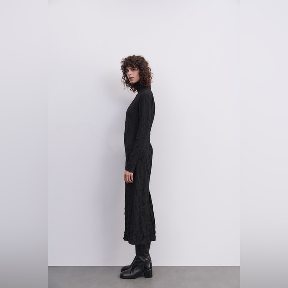 ZARA CREPEY MAXI DRESS S - Picture 3 of 5